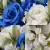 Grave Pot Artificial Silk Flowers Blue and White Open Roses Memorial Crem