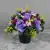 Grave Pot Artificial Silk Flowers Purple Roses/Rosebud & Mauve/Pink Mini-Roses