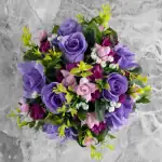 Grave Pot Artificial Purple Roses/Rosebud & Mauve/Pink Mini-Roses Thumbnail