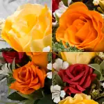 Artificial Grave Pot Autumn Orange Rosebud Red Open Roses & Yellow Roses Thumbnail