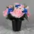 Grave Pot Artificial Silk Flowers Pink Roses/Rosebud & Blue Open Roses Memorial