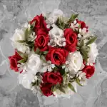 Grave Pot Artificial Red and White Open Roses Memorial Thumbnail