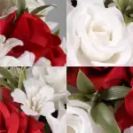 Grave Pot Artificial Red and White Open Roses Memorial Thumbnail