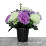 Grave Pot Artificial Wood Memorial Bench Lilac Honeydew Carnations Thumbnail