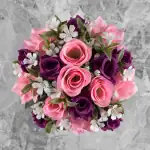 Grave Pot Artificial Pink Roses/Rosebud & Purple Open Roses Thumbnail