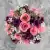 Grave Pot Artificial Silk Flowers Pink Roses/Rosebud & Purple Open Roses Crem