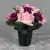 Grave Pot Artificial Silk Flowers Pink Roses/Rosebud & Purple Open Roses Crem