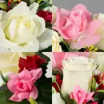 Artificial Grave Pot Pink & Cream Roses/Rosebud/Mini-Roses Memorial Thumbnail