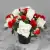 Grave Pot Artificial Silk Flowers Red Mini Carnations Ivory White Roses/Rosebud