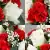 Grave Pot Artificial Silk Flowers Red Mini Carnations Ivory White Roses/Rosebud