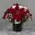Grave Pot Artificial Flowers Xmas Red Poinsettias & Ivory Carnations Snowy Cones