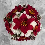 Grave Pot Artificial Christmas Red Poinsettias/Ivory Carnations & Cones Thumbnail