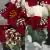Grave Pot Artificial Flowers Xmas Red Poinsettias & Ivory Carnations Snowy Cones