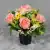 Grave Pot Artificial Silk Flowers Pink Roses Yellow Mini Roses Memorial Crem