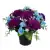 Grave Pot Artificial Silk Flowers Dark Mauve Carnations & Blue Mini Carnations